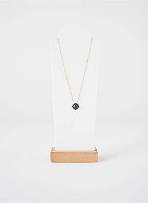 Collier ornement pierre bleu fonce ZAG femme
