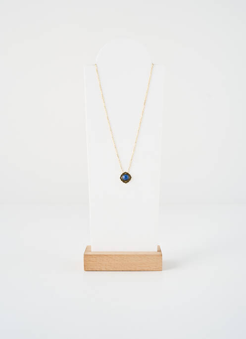 Collier ornement pierre bleu fonce ZAG femme