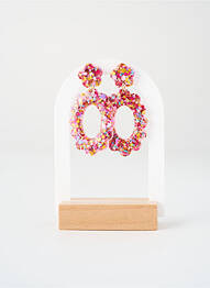 Boucles d’oreilles ornement breloque / pampille rose ODETTE femme