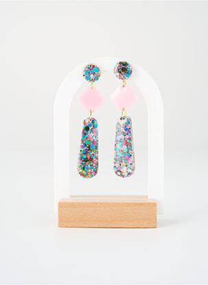Boucles d’oreilles ornement breloque / pampille rose ODETTE femme