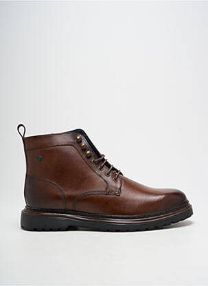 Bottines/boots tissage satiné talon bas marron BASE LONDON homme