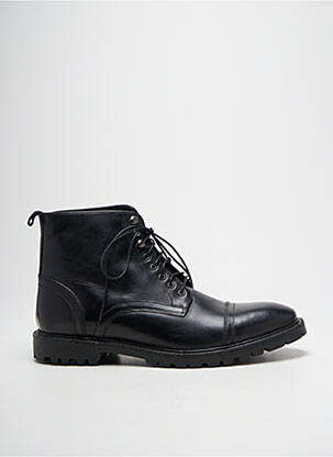 Bottines/boots tissage satiné talon bas noir BASE LONDON homme