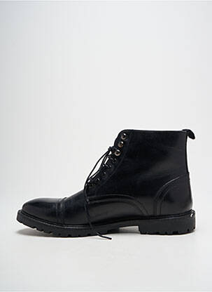 Bottines/boots matière lisse talon bas noir BASE LONDON homme