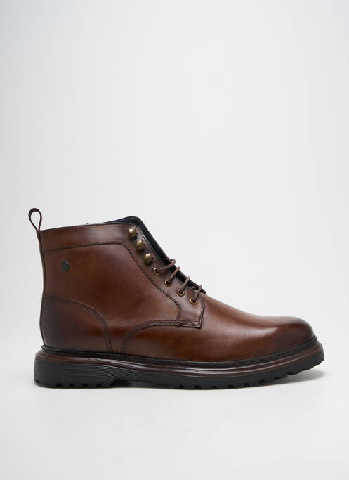 Bottines/boots tissage satiné talon bas marron BASE LONDON homme