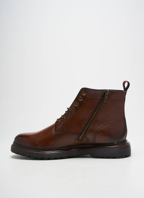 Bottines/boots tissage satiné talon bas marron BASE LONDON homme