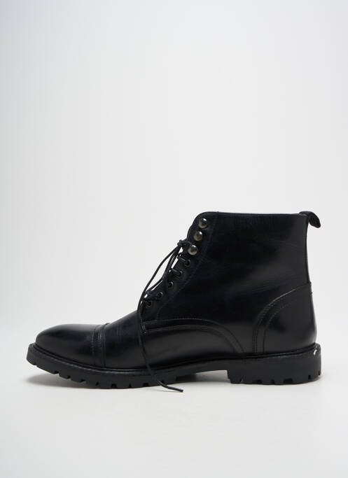 Bottines/boots tissage satiné talon bas noir BASE LONDON homme