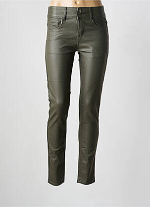 Jeans coupe slim stretch taille haute vert KALISSON femme