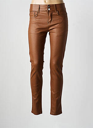 Jeans coupe slim stretch taille haute marron KALISSON femme