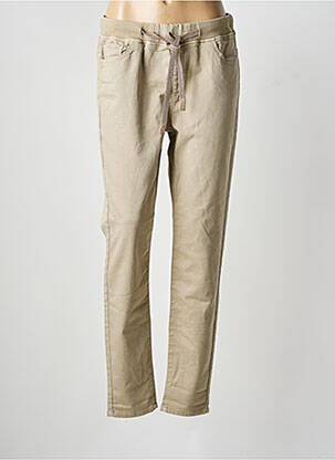 Pantalon slim taille élastique taille normale beige GEISHA femme