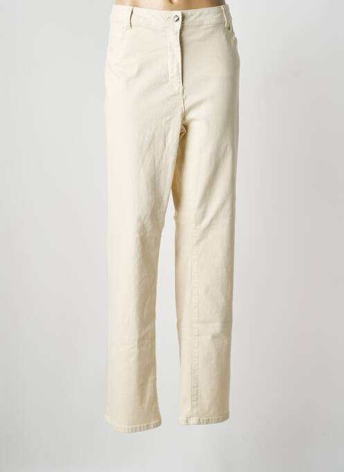 Pantalon droit stretch taille normale beige JULIE GUERLANDE femme