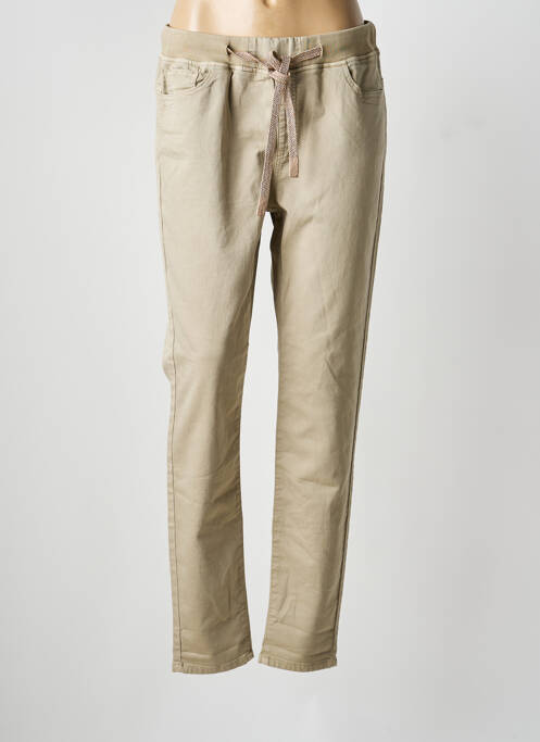 Pantalon slim taille élastique taille normale beige GEISHA femme