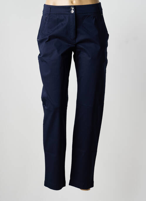 Pantalon chino tissage popeline taille normale bleu CHRISTINE LAURE femme