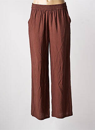 Pantalon droit tissage popeline taille normale marron B.YOUNG femme