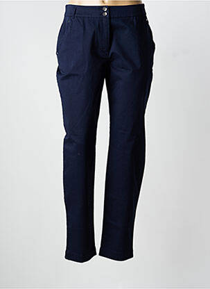 Pantalon slim tissage popeline taille normale bleu CHRISTINE LAURE femme