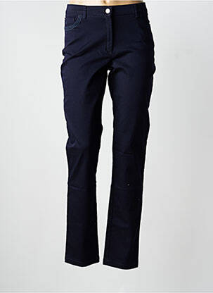 Pantalon slim tissage popeline taille normale bleu CHRISTINE LAURE femme