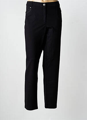 Pantalon slim tissage popeline taille normale noir CHRISTINE LAURE femme
