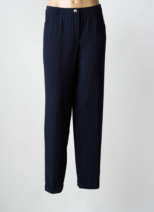Pantalon droit fermeture zippée sous rabat boutonné taille normale bleu CHRISTINE LAURE femme