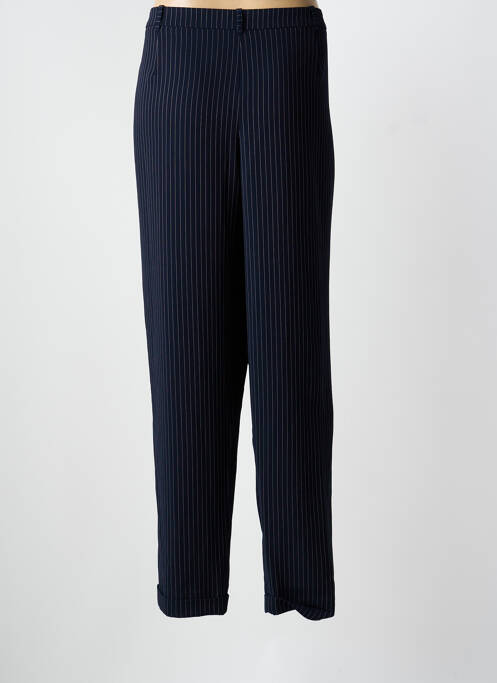 Pantalon droit fermeture zippée sous rabat boutonné taille normale bleu CHRISTINE LAURE femme