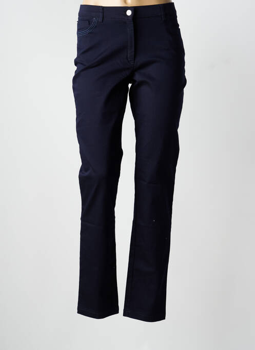 Pantalon slim tissage popeline taille normale bleu CHRISTINE LAURE femme
