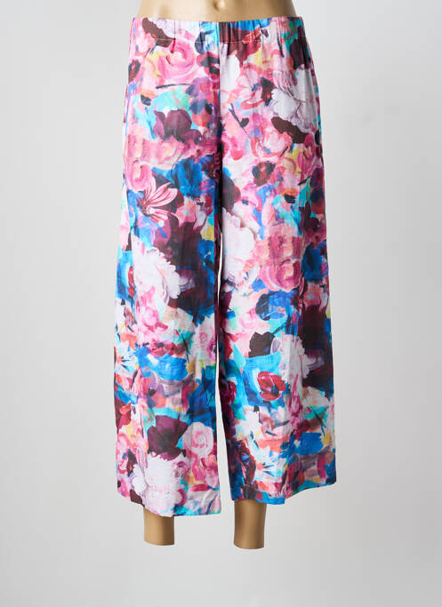 Pantalon 7/8 taille élastique taille normale rose POISSONS BLANCS femme