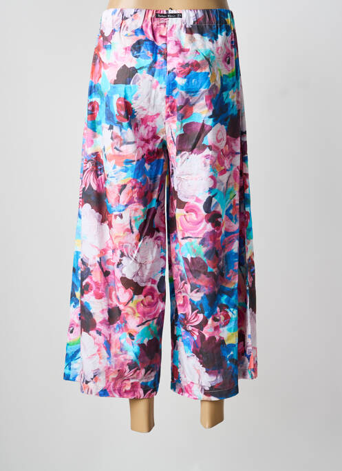 Pantalon 7/8 taille élastique taille normale rose POISSONS BLANCS femme