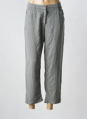 Pantalon 7/8 fermeture zippée sous rabat boutonné taille normale vert CHRISTINE LAURE femme