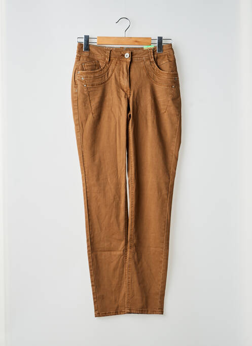 Pantalon slim tissage popeline taille normale marron CECIL femme