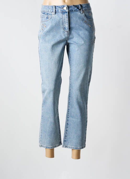 Jeans coupe droite broderie rivets taille normale bleu JULIE GUERLANDE femme