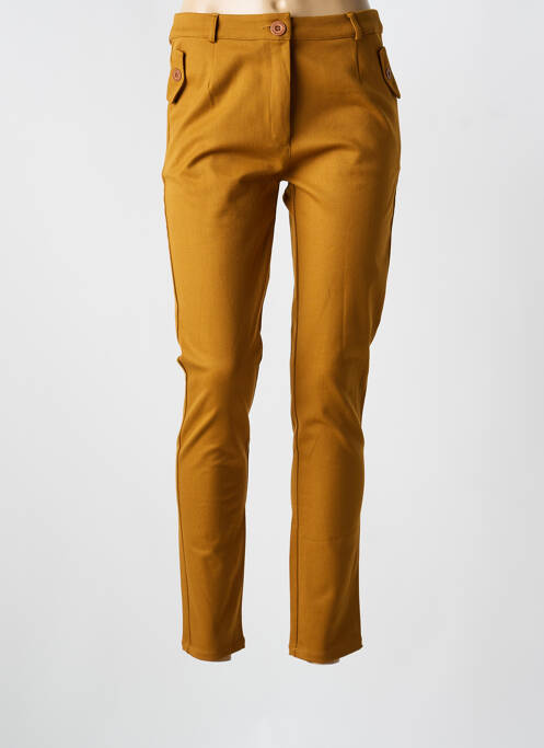 Pantalon slim tissage popeline taille normale marron LE PETIT BAIGNEUR femme