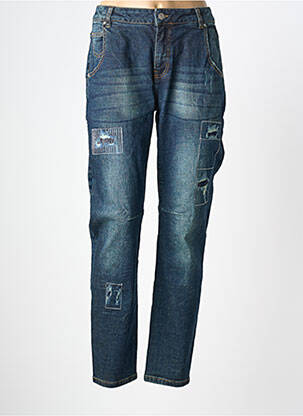 Jeans coupe slim effet usé délavé taille normale bleu HEINE femme