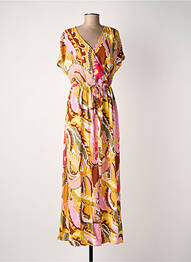 Robe longue imprimé fantaisie manches courtes orange B.YOUNG femme