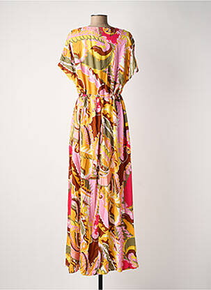 Robe longue imprimé fantaisie manches courtes orange B.YOUNG femme