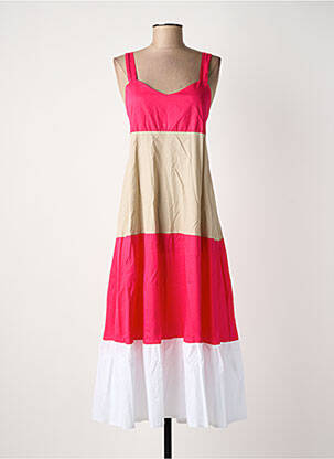 Robe longue sans manche sans manche rose BLANC BOHEME femme