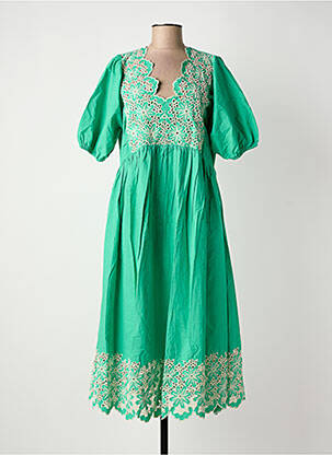 Robe longue manches courtes manches courtes vert CULTURE femme