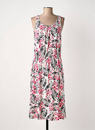 Robe mi-longue imprimé fleurs sans manche blanc JENSEN femme