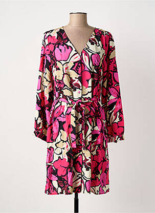 Robe mi-longue imprimé fleurs manches longues rose B.YOUNG femme