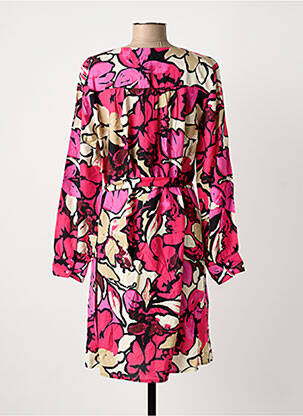 Robe mi-longue imprimé fleurs manches longues rose B.YOUNG femme