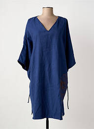 Robe mi-longue manches courtes manches courtes bleu POISSONS BLANCS femme