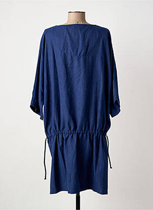 Robe mi-longue manches courtes manches courtes bleu POISSONS BLANCS femme