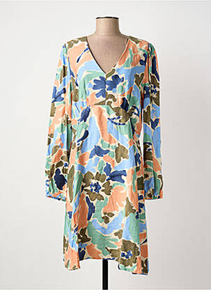 Robe mi-longue imprimé fantaisie manches longues bleu B.YOUNG femme