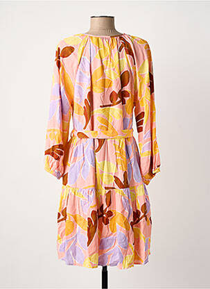 Robe mi-longue imprimé fantaisie manches longues orange B.YOUNG femme