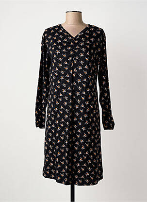 Robe mi-longue imprimé fantaisie manches longues noir AGATHE & LOUISE femme