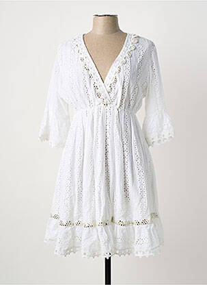 Robe courte manches 3/4 manches 3/4 blanc ICONIQUE femme