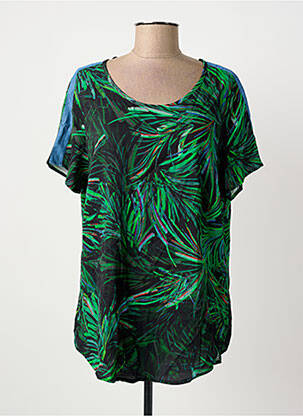 Top imprimé fantaisie manches courtes vert GEISHA femme