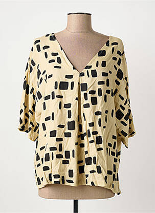Blouse imprimé fantaisie manches 3/4 beige POISSONS BLANCS femme