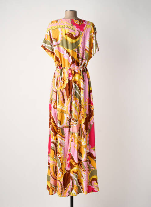 Robe longue imprimé fantaisie manches courtes orange B.YOUNG femme