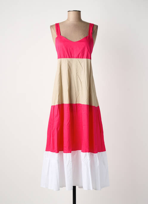 Robe longue sans manche sans manche rose BLANC BOHEME femme