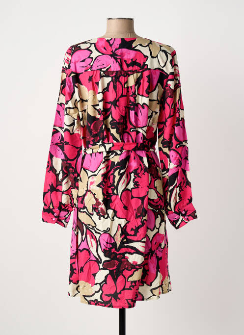 Robe mi-longue imprimé fleurs manches longues rose B.YOUNG femme