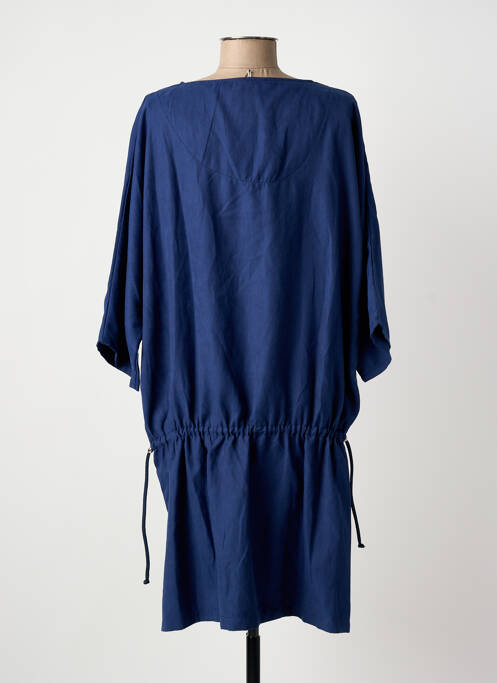 Robe mi-longue manches courtes manches courtes bleu POISSONS BLANCS femme