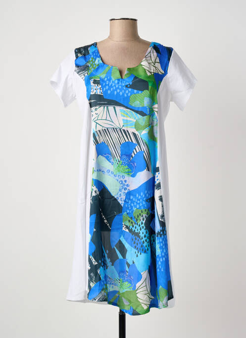 Robe mi-longue imprimé fantaisie manches courtes blanc POISSONS BLANCS femme